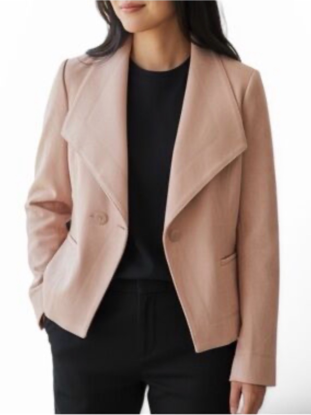 WHBM Ultra Suede like Double Breasted Jacket Pink White House Black Market Sz 6
